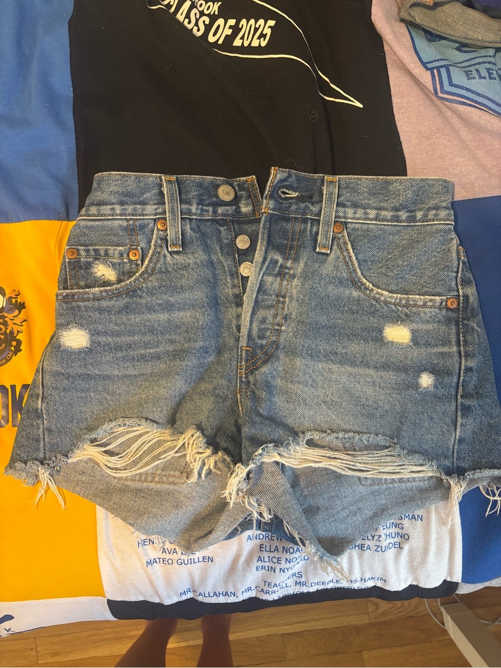 Levi's Distressed Blue Denim Jean Shorts